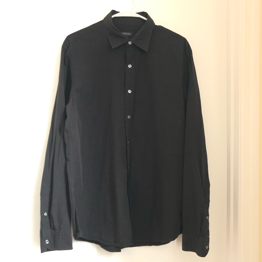 DKNY Black Button Down Long Sleeved Shirt